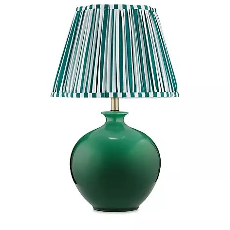 BUNDLEBERRY BY AMANDA HOLDEN CERAMIC GLAZED LAMP WITH STRIPED LAMPSHADE