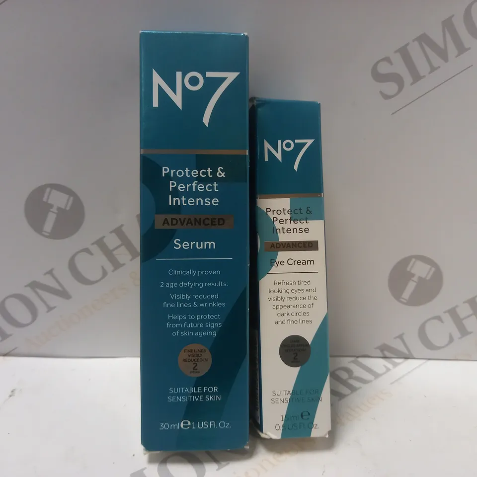 BOX OF 2 NO.7 PROTECT & PERFECT INTENSE ADVANCED PRODUCTS TO INCLUDE SERUM 30ML & EYE CREAM 15ML