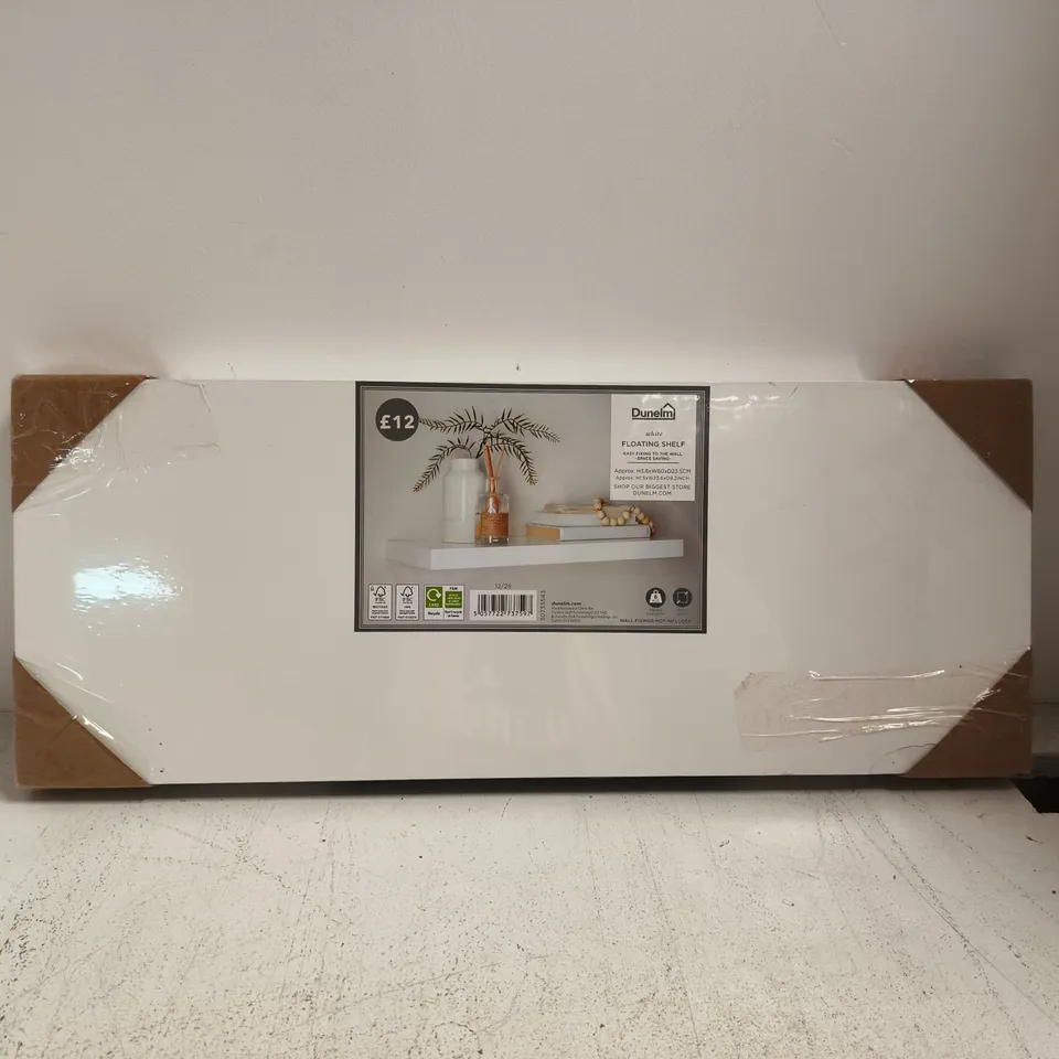 DUNELM WHITE FLOATING SHELF 3.8 X 60 X 23.5 APPOXIMATELY
