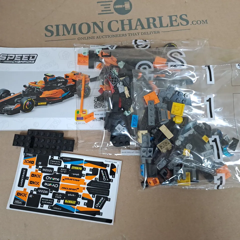 BOXED LEGO SPEED CHAMPION 2023 MCLAREN F1 RACE CAR - 76919