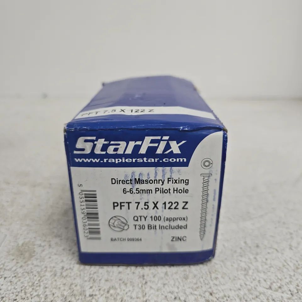 STARFIX DIRECT MASONRY FIXING 6-6.5MM PILOT HOLE PFT 7.5 X 122 ZINC (QTY APPROX 100)