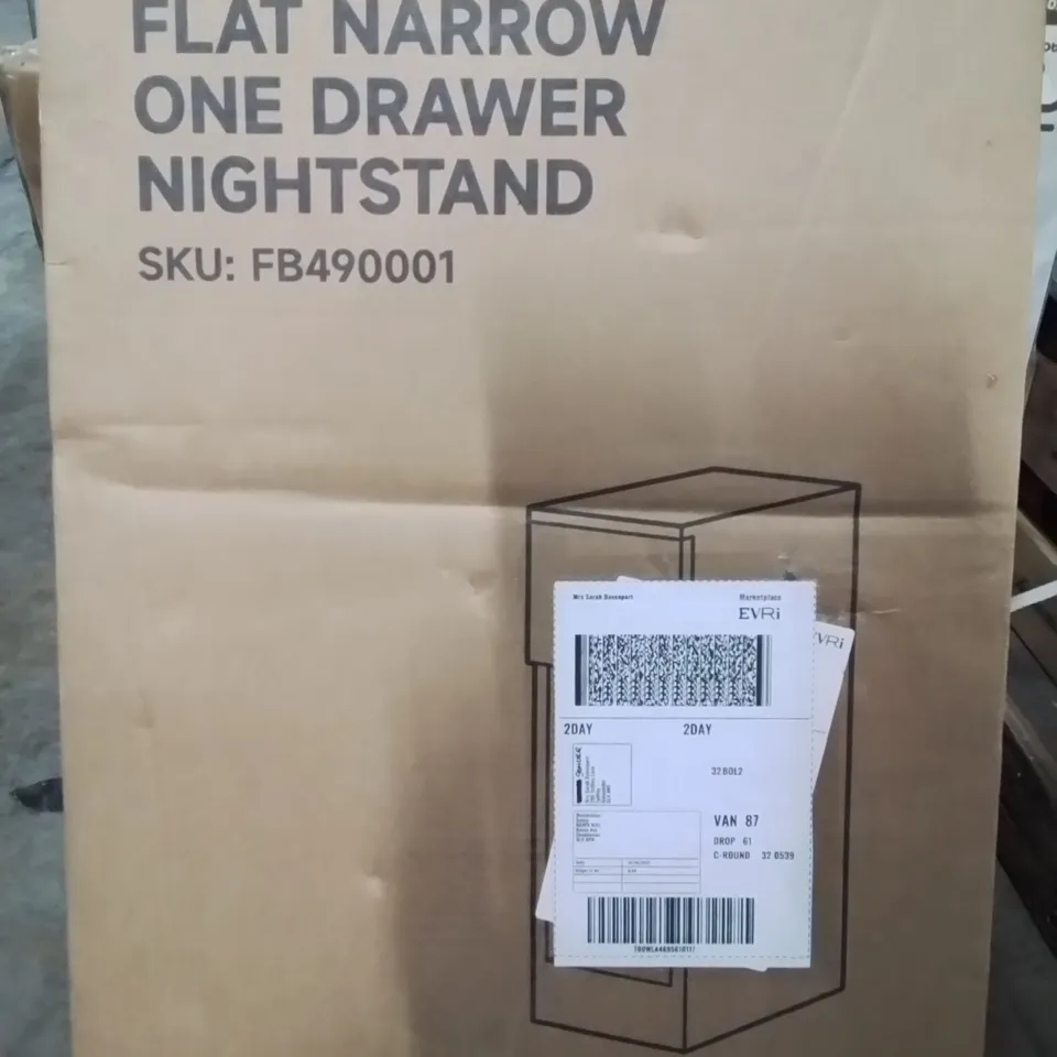 BOXED LIVING AND HOME FLAT NARROW ONE DRAWER NIGHTSTAND