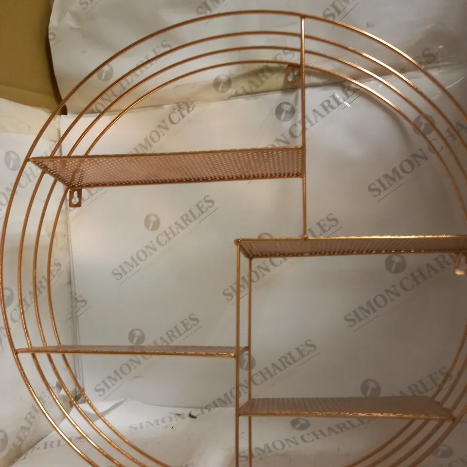 WALL MOUNTABLE METAL CIRCULAR DISPLAY SHELF IN FAUX BRONZE