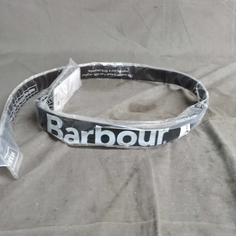 BARBOUR BELT – BLACK WITH WHITE BRANDING