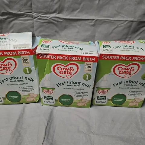 3 X BOXED COW & GATE FIRST INFANT MILK FROM BIRTH STARTER PACKS