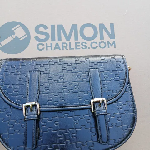 TWO DANIEL DIYEPRIYE BLUE LEATHER HANDBAG WITH PUZZLE PATTERN