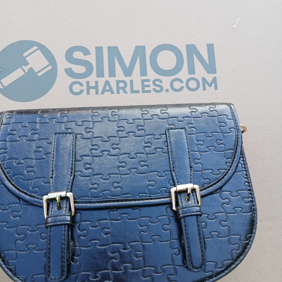 TWO DANIEL DIYEPRIYE BLUE LEATHER HANDBAG WITH PUZZLE PATTERN