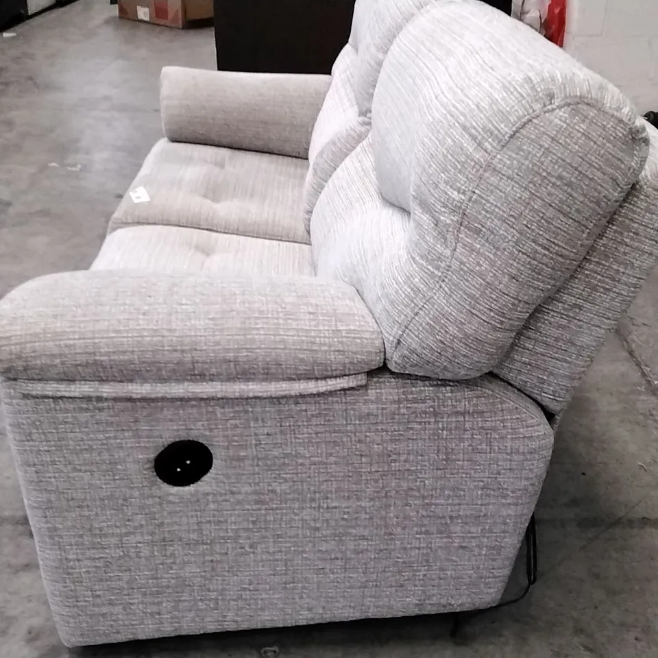 QUALITY BRITISH DESIGNER G PLAN MANUFACTURED STRATFORD 2 SEATER ELECTRIC RECLINER DBL SOFA - LOOM SHALE FABRIC 