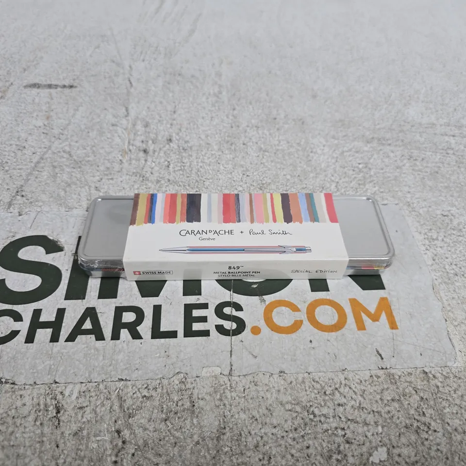 CARAN D'ACHE + PAUL SMITH 849 METAL BALLPOINT PEN SPECIAL EDITION IN TIN SWISS MADE