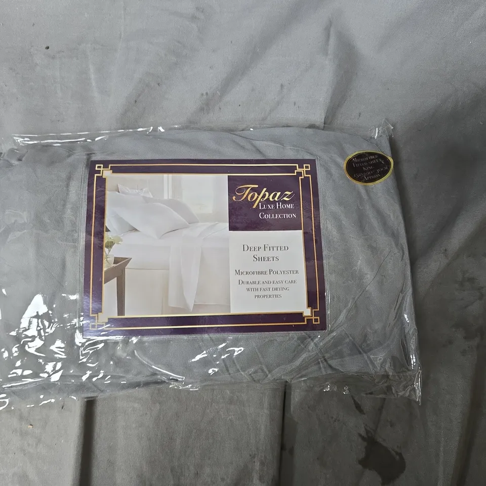 TOPAZ LUXE HOME COLLECTION DEEP FITTED SHEETS – MICROFIBRE POLYESTER, GREY