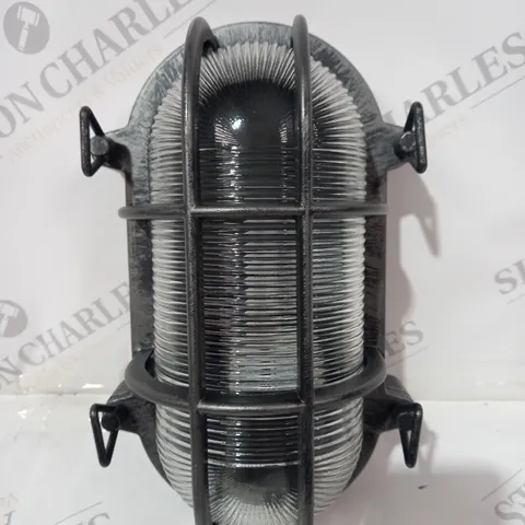 BOXED SEARCHLIGHT TORTO OVAL BULKHEAD OUTDOOR LIGHT IN BLACK SILVER