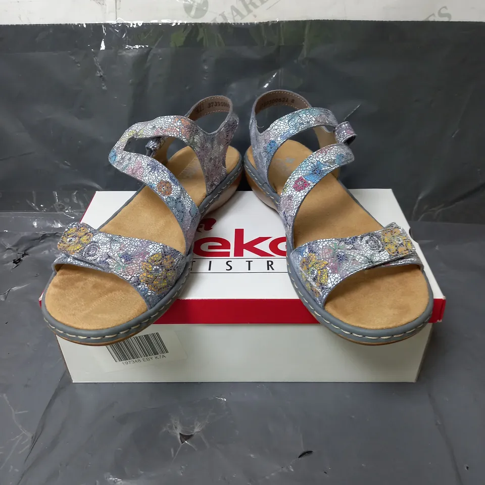 RIEKER ANTI-STRESS SANDALS BLUE FLORAL DESIGN SIZE EU 41