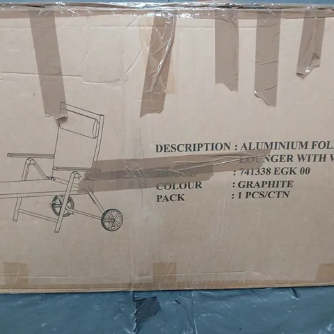 ALUMINIUM FOLDABLE TEXTILENE LOUNGER WITH WHEELS - GRAPHITE - COLLECTION ONLY 