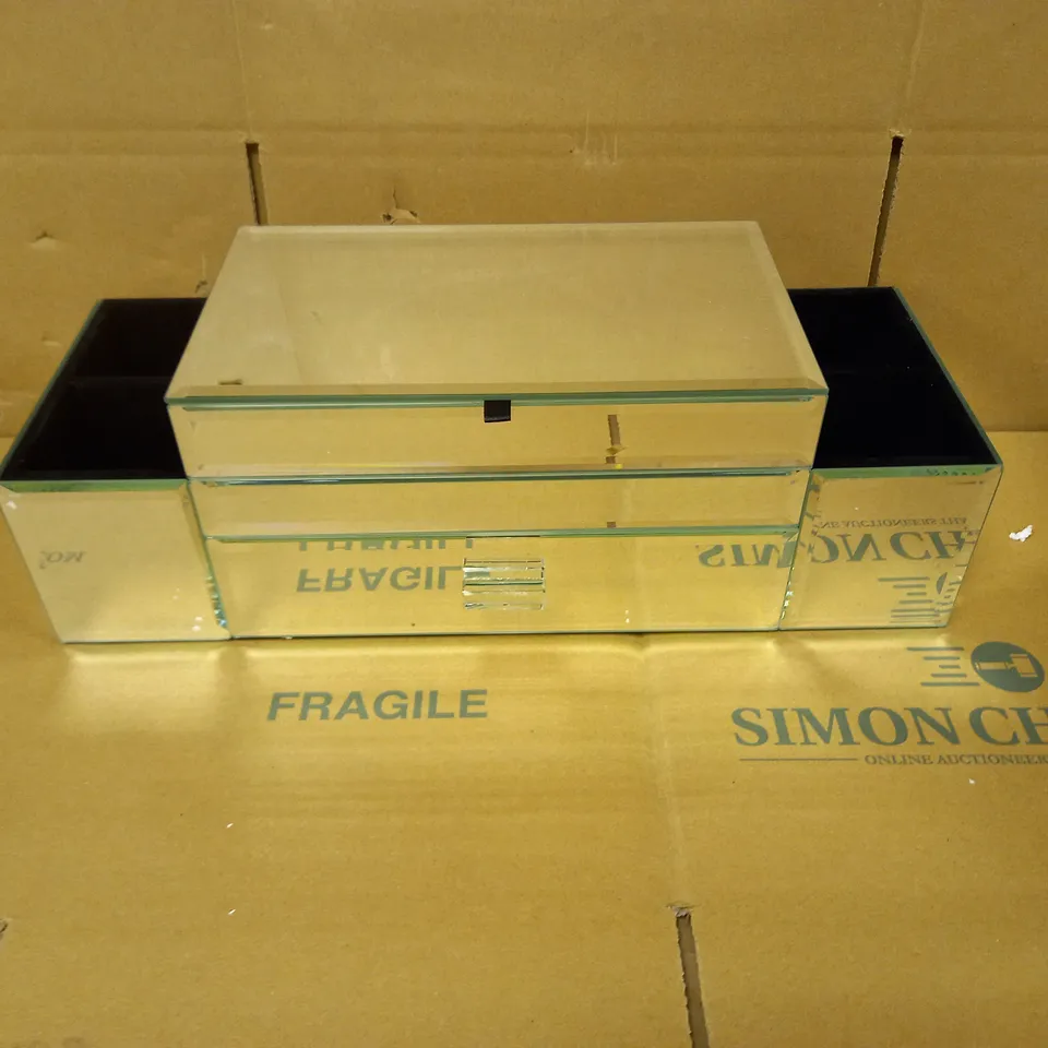 JM BY JULIEN MACDONALD MIRRORED GLASS DRESSING TABLE ORGANISER