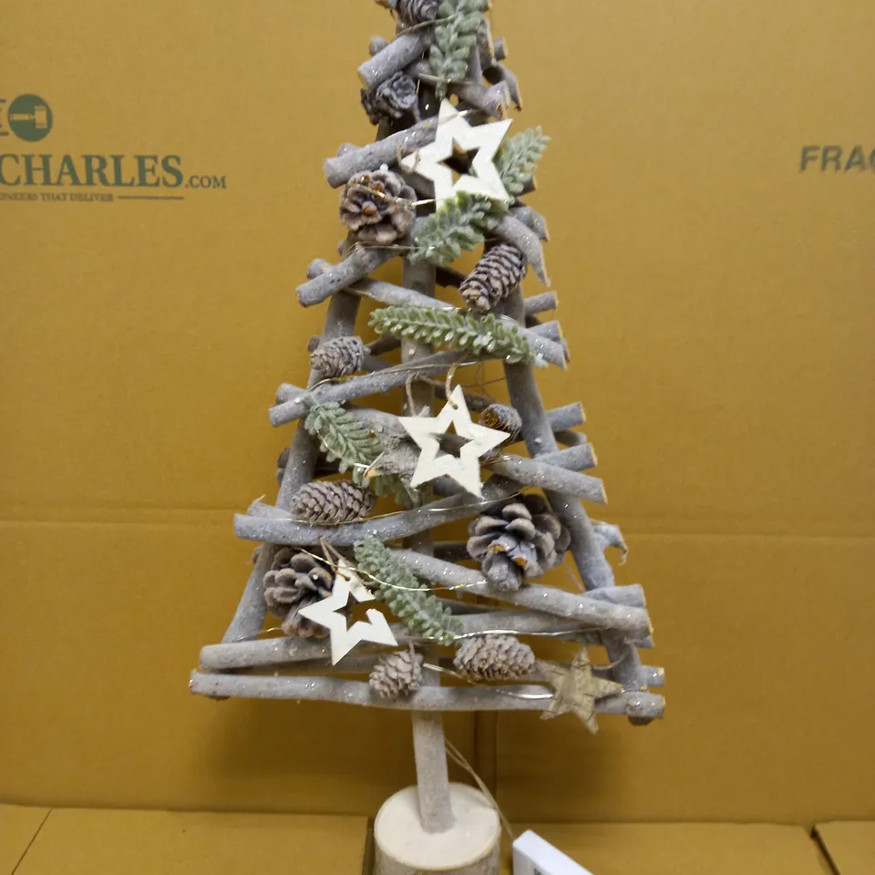 LIT WOOD EFFECT FROSTY TABLE TOP TREE RRP £21.99