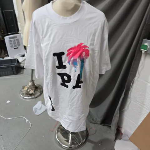 PALM ANGELS T-SHIRT – WHITE, PALM TREE GRAPHIC, SIZE XL