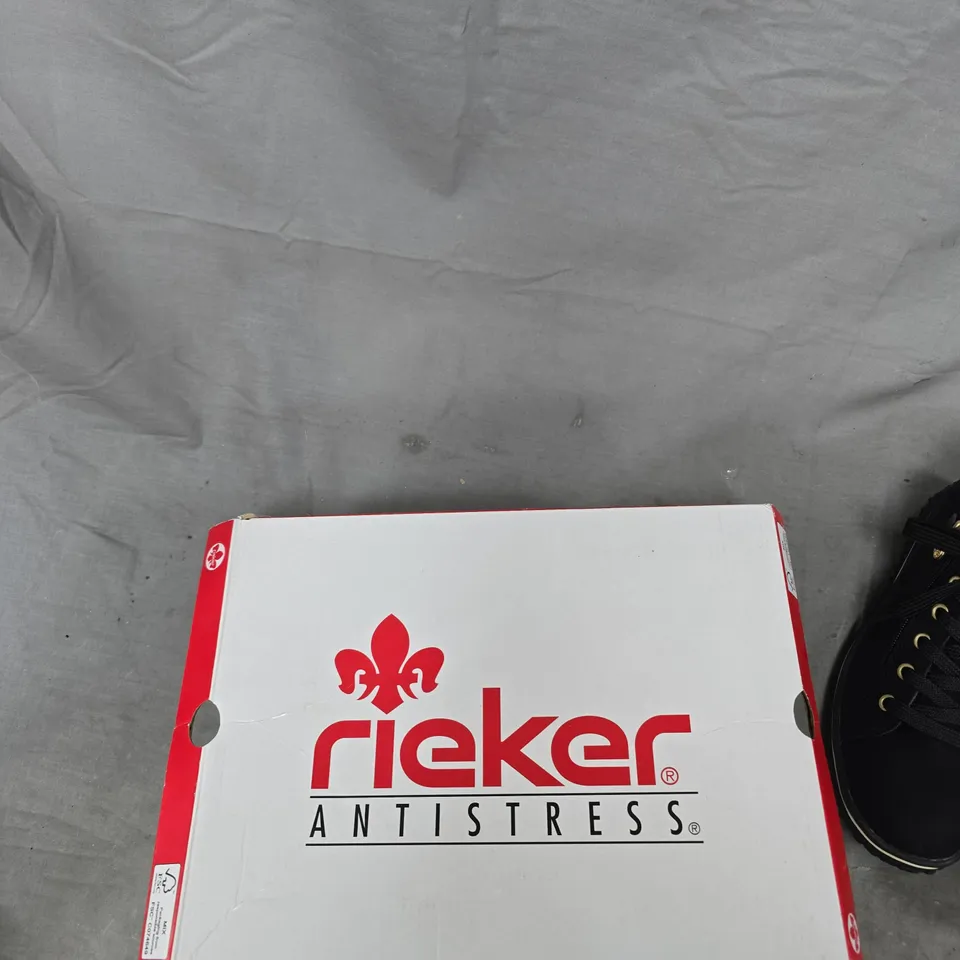 RIEKER ANTISTRESS WOMEN'S BLACK ANKLE BOOTS WITH FAUX FUR LINING – BOXED UK 5