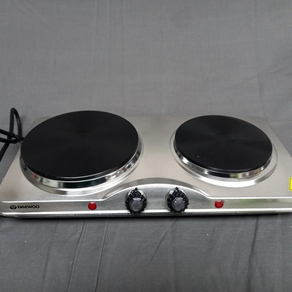 DAEWOO DOUBLE HOT PLATE WITH DUAL THERMOSTATIC CONTROLS 