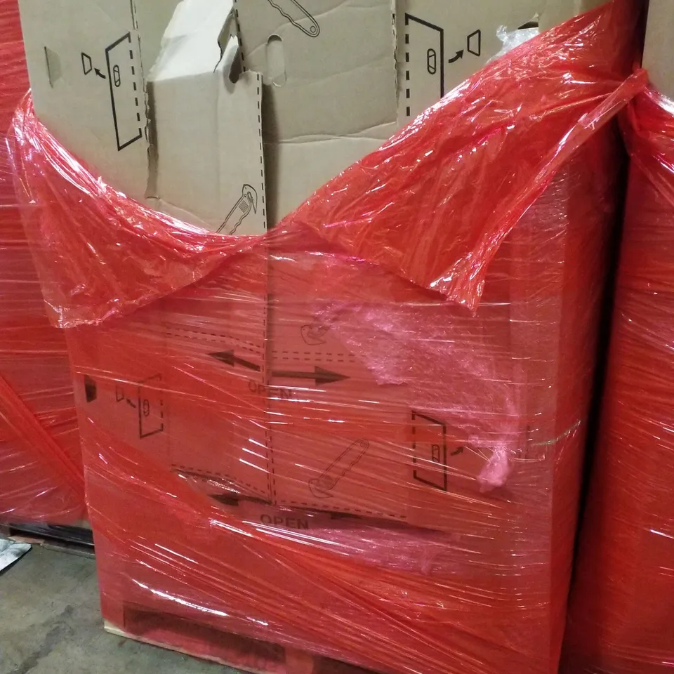 PALLET CONTAINING ASSORTED PRODUCTS INCLUDING GAMING CHAIR, DECORATIVE WALL CLOCK, FOOT MASSAGER, BABY PLAYPEN & SOFA SAVER CUSHION SUPPORT BOARDS