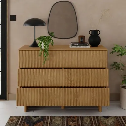 BOXED INGA 7 DRAWER CHEST, LIGHT OAK (2 BOXES)