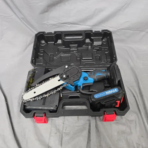 CORDLESS RECIPROCATING SAW WITH BATTERY IN BLUE/BLACK CARRY CASE