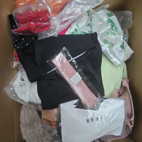 LARGE BOX OF APPROXIMATELY 25 ASSORTED CLOTHING ITEMS IN VARIOUS COLOURS, STYLES AND SIZES - COLLECTION ONLY