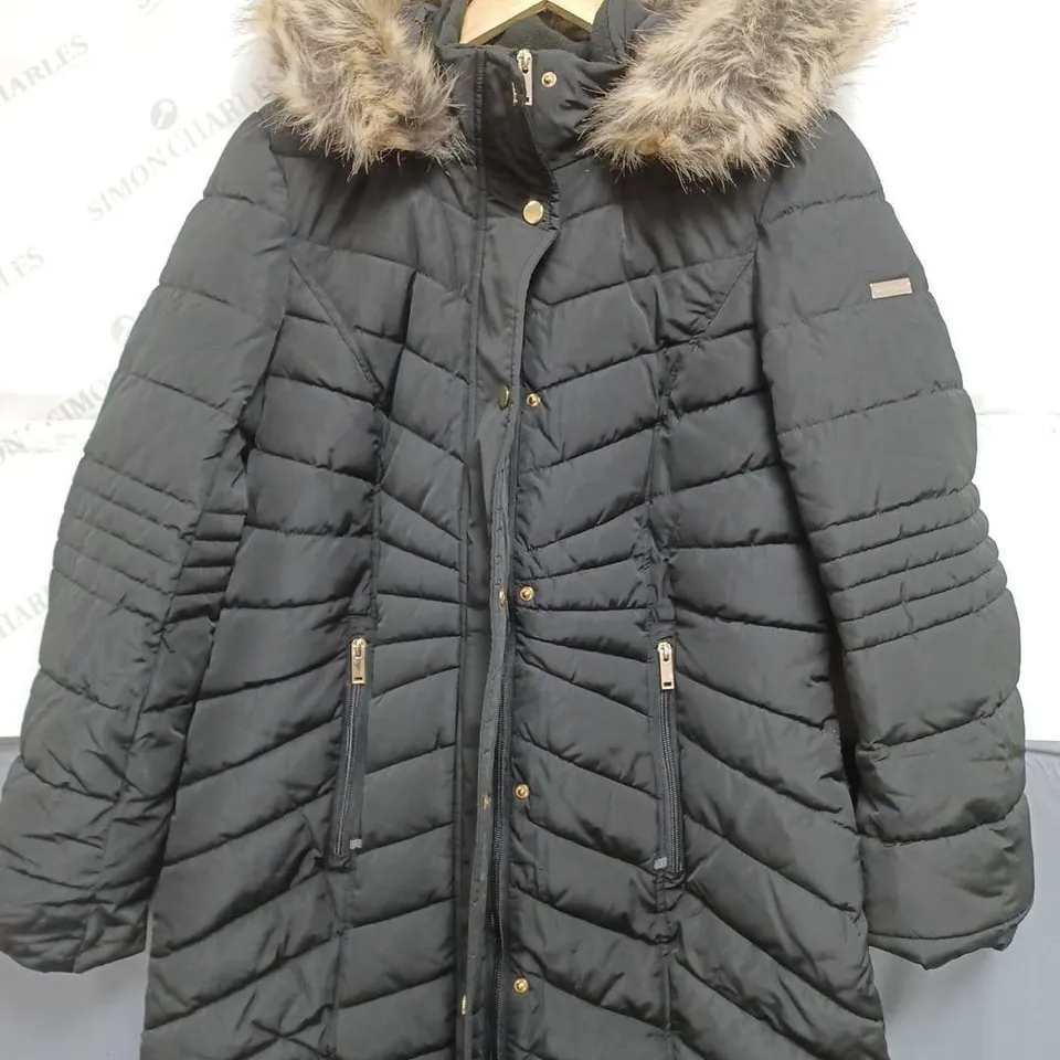 CENTIGRADE FAUX DOWN COAT WITH REMOVABLE HOOD SIZE S 