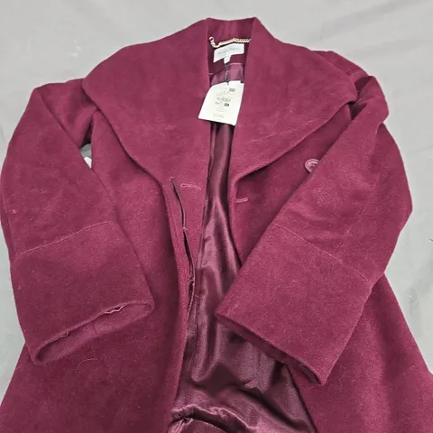 PHASE EIGHT NICCI BELTED COAT IN BURGUNDY - SIZE UK 10