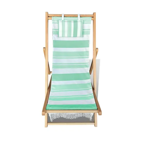 GARDEN STORIES SORBET COLLECTION PASTEL STRIPED DECKCHAIR PILLOW &POCKET DETAIL