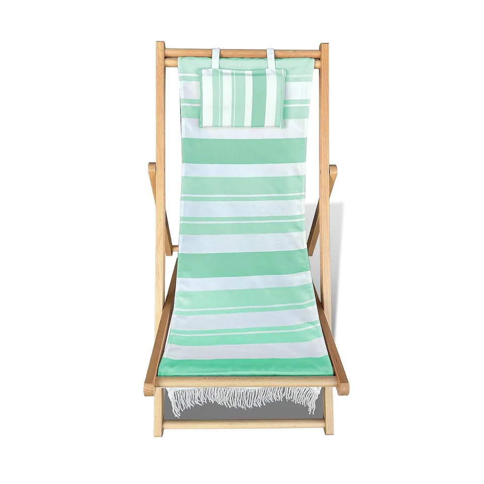 GARDEN STORIES SORBET COLLECTION PASTEL STRIPED DECKCHAIR PILLOW &POCKET DETAIL