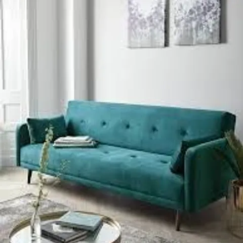 BOXED CADIZ VELVET SOFA BED - TEAL (1 BOX)
