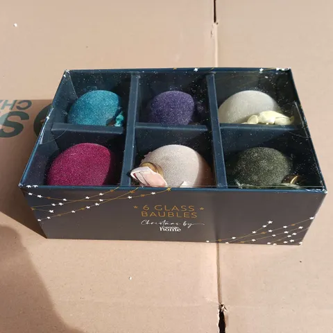 4 BOXES OF 6 GLASS CHRISTMAS BAUBLES BY GEORGE HOME