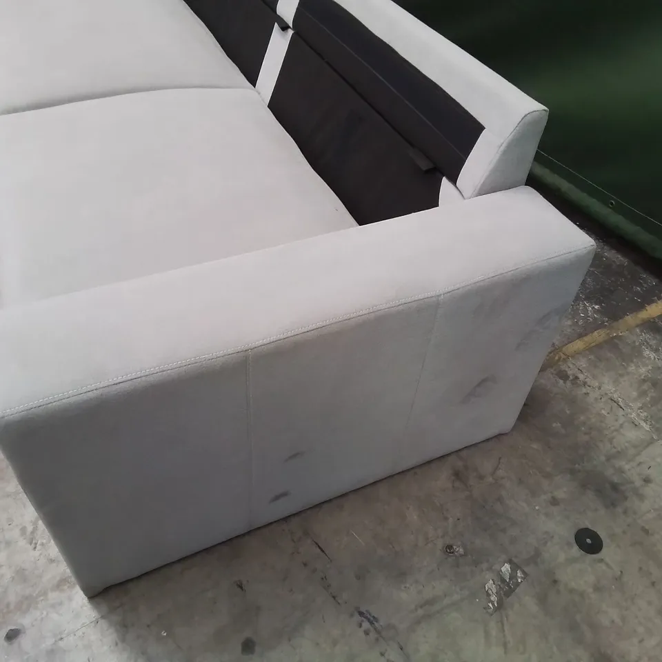 DESIGNER  THREE SEATER SOFA LIGHT GREY FABRIC