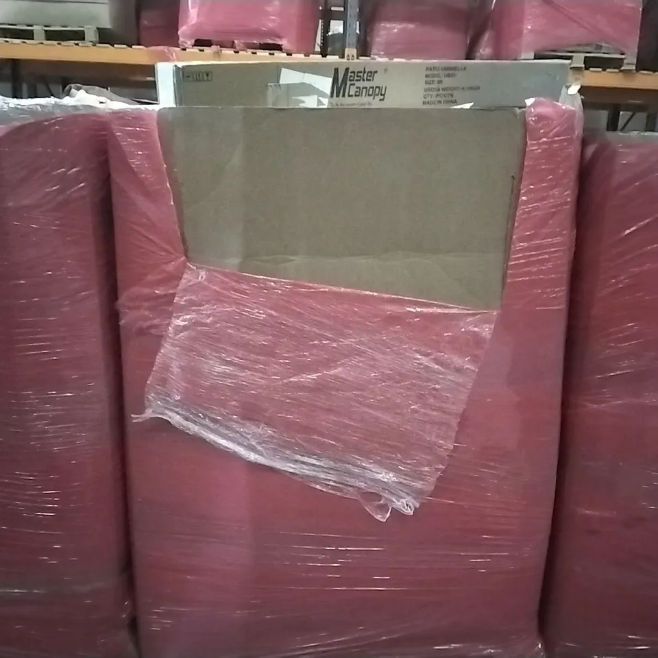 PALLET OF HOUSEHOLD ITEMS TO INCLUDE DIAMOND FRYING PAN SET, PATIO UMBRELLA, AQUARIUM LED LIGHTS ECT 