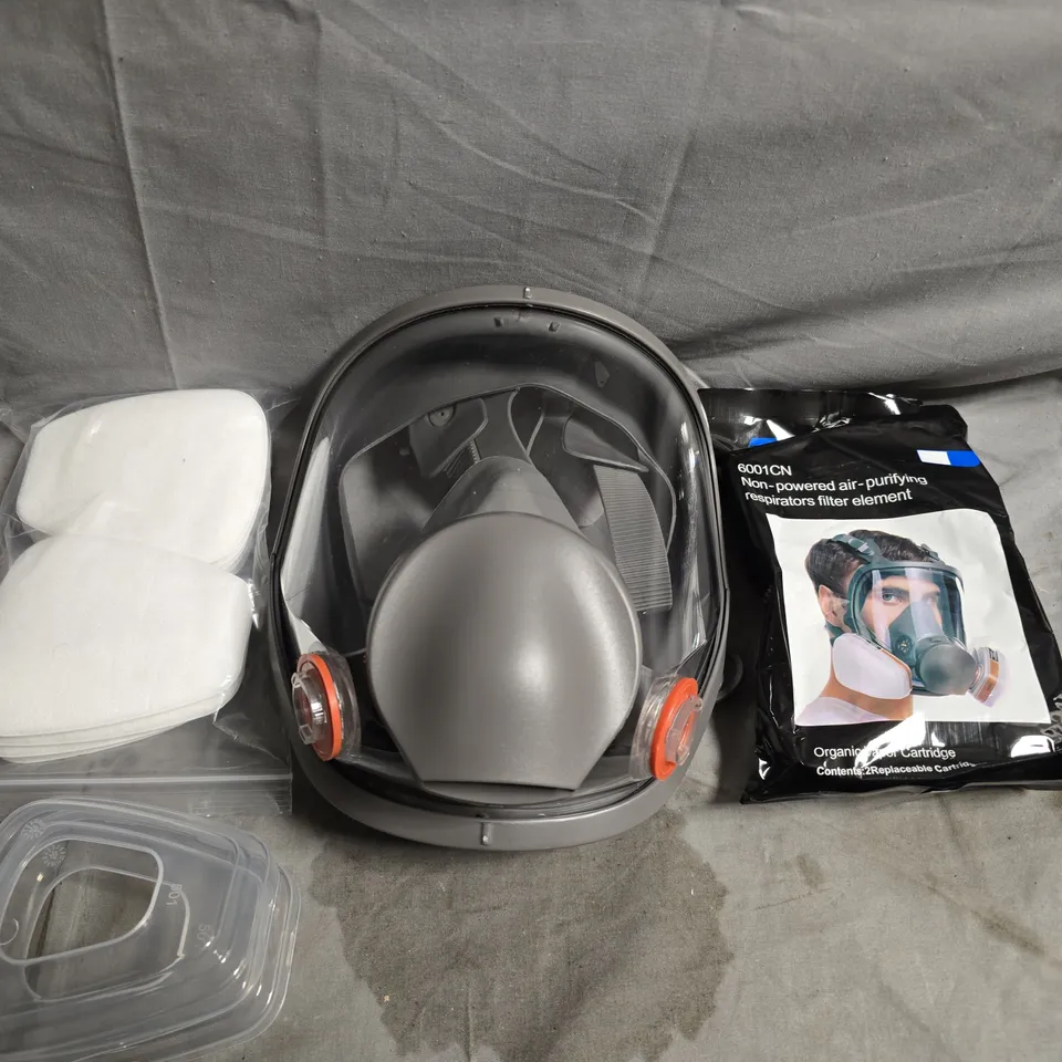 FULL-FACE RESPIRATOR MASK KIT WITH FILTER CARTRIDGES AND REPLACEMENT PADS – BOXED 