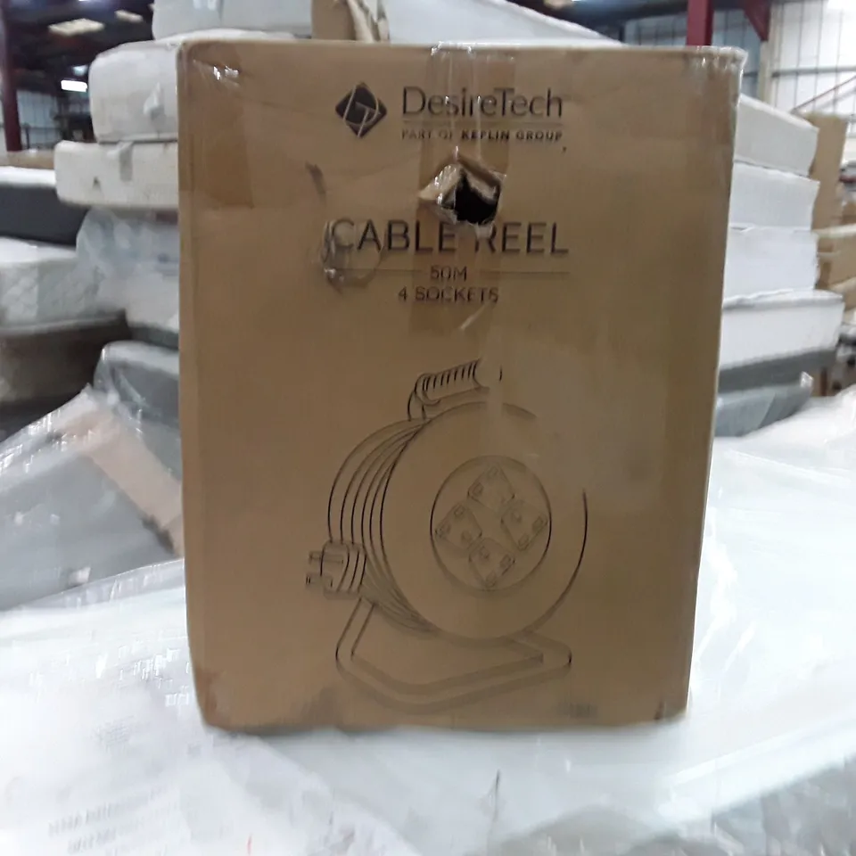 BOXED DESIRETECH CABLE REEL 50M 4 SOCKETS 