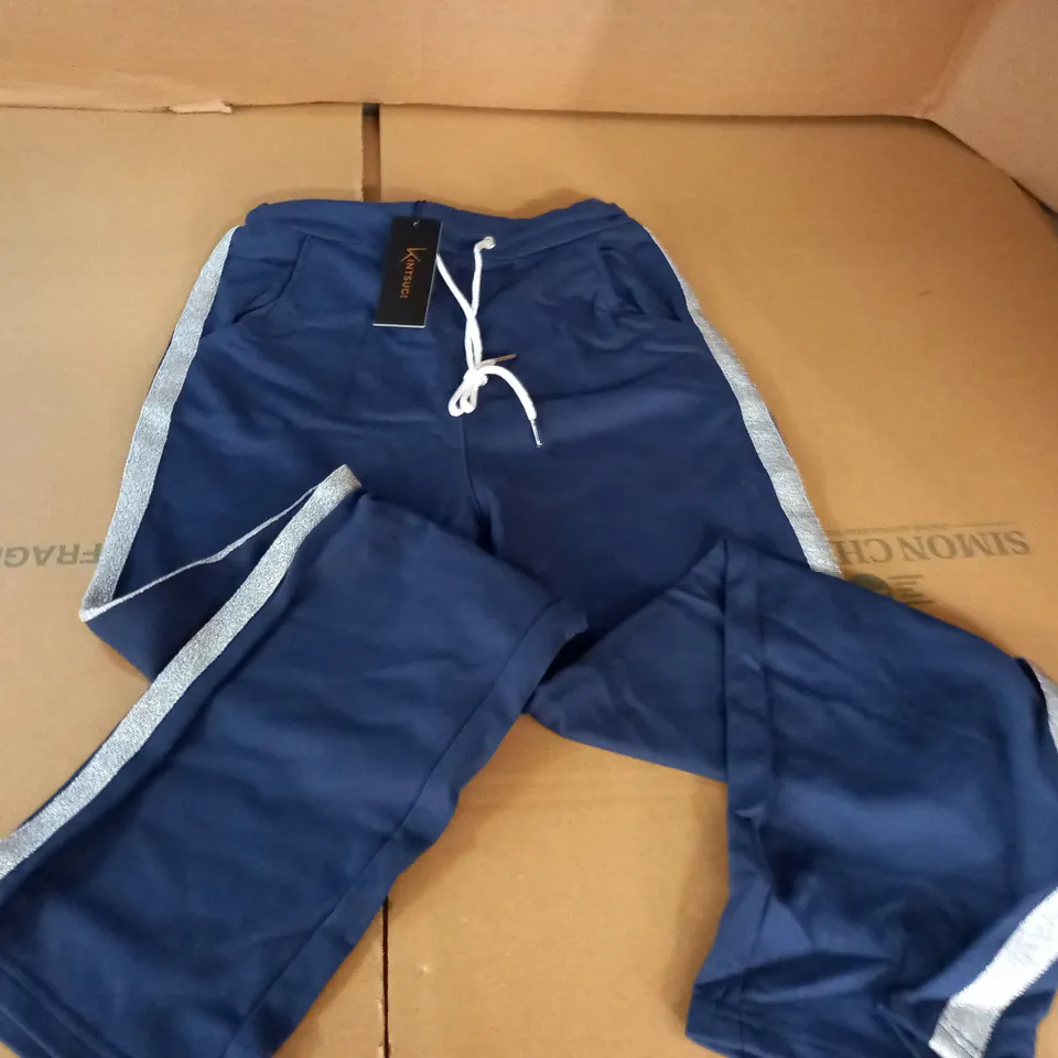 BRAND NEW KINTSUGI NAVY JOGGING BOTTOMS WITH SILVER SIDE SEAM AND POCKETS - 12