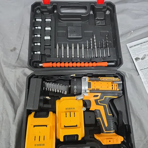UNBRANDED CORDLESS DRILL KIT WITH TWO BATTERIES AND BITS – CARRY CASE 