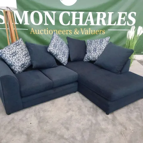 DESIGNER ELLARIA MISSY NAVY FABRIC CORNER SOFA