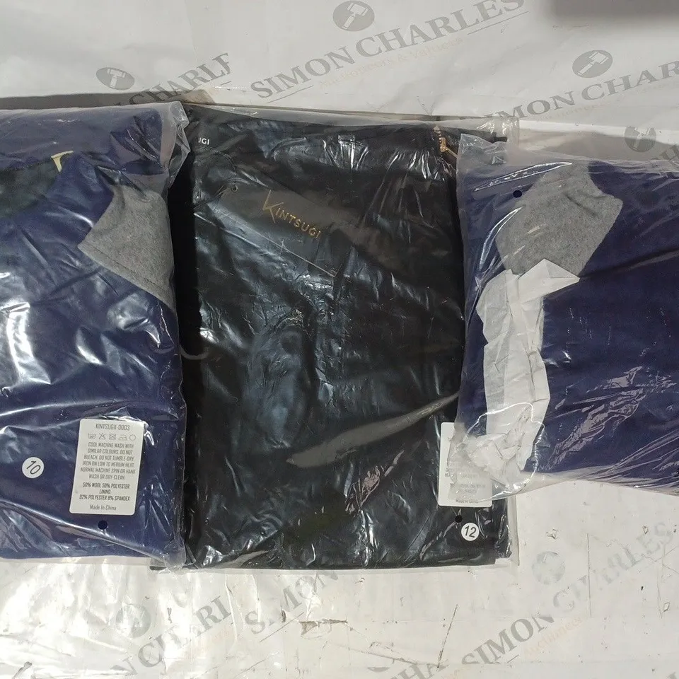 BOX OF APPROXIMATELY 10 ASSORTED CLOTHING ITEMS IN VARIOUS STYLES AND SIZES TO INCLUDE CAPES AND PETITE BLACK TROUSERS