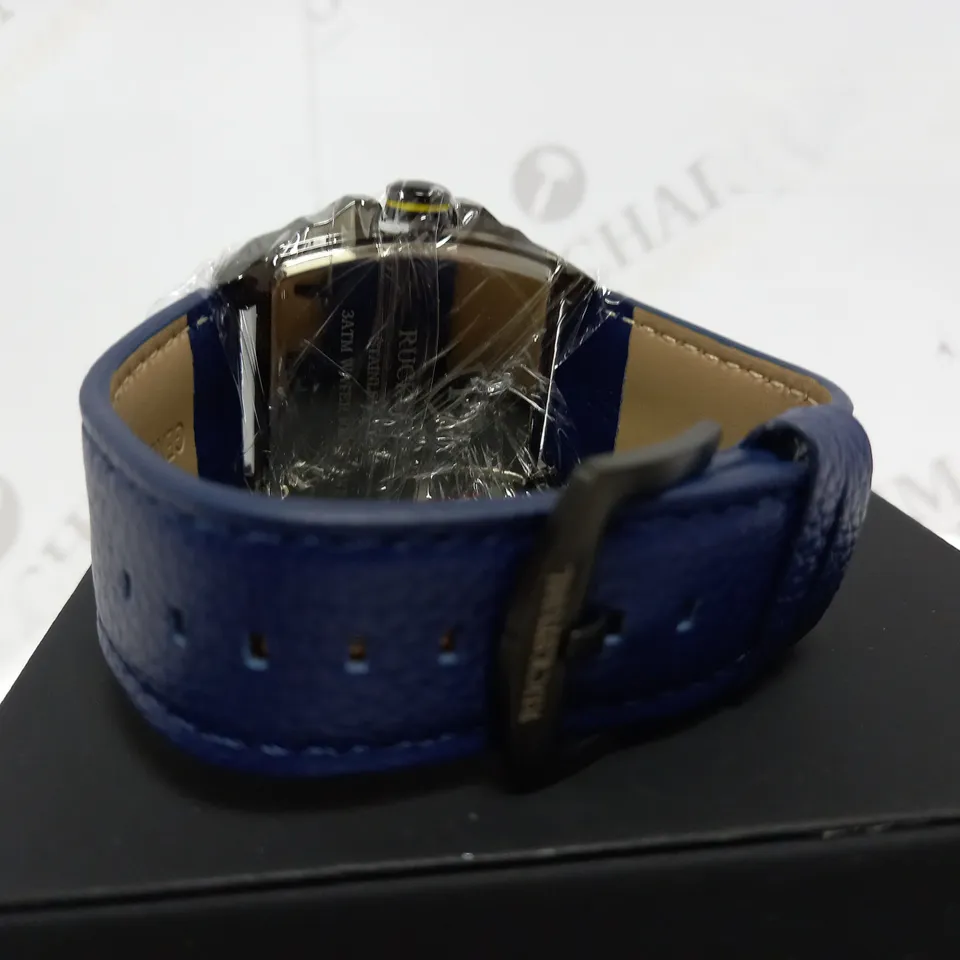 RUCKSTUHL TRIPLE DIAL BROWN LEATHER STRAP WRISTWATCH