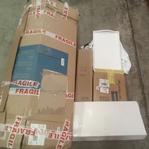 PALLET OF ASSORTED ITEMS INCLUDING KITCHEN FAUCET, COAT STAND, STORAGE RACKS, WOODEN TRAY, MATTRESS TOPPER