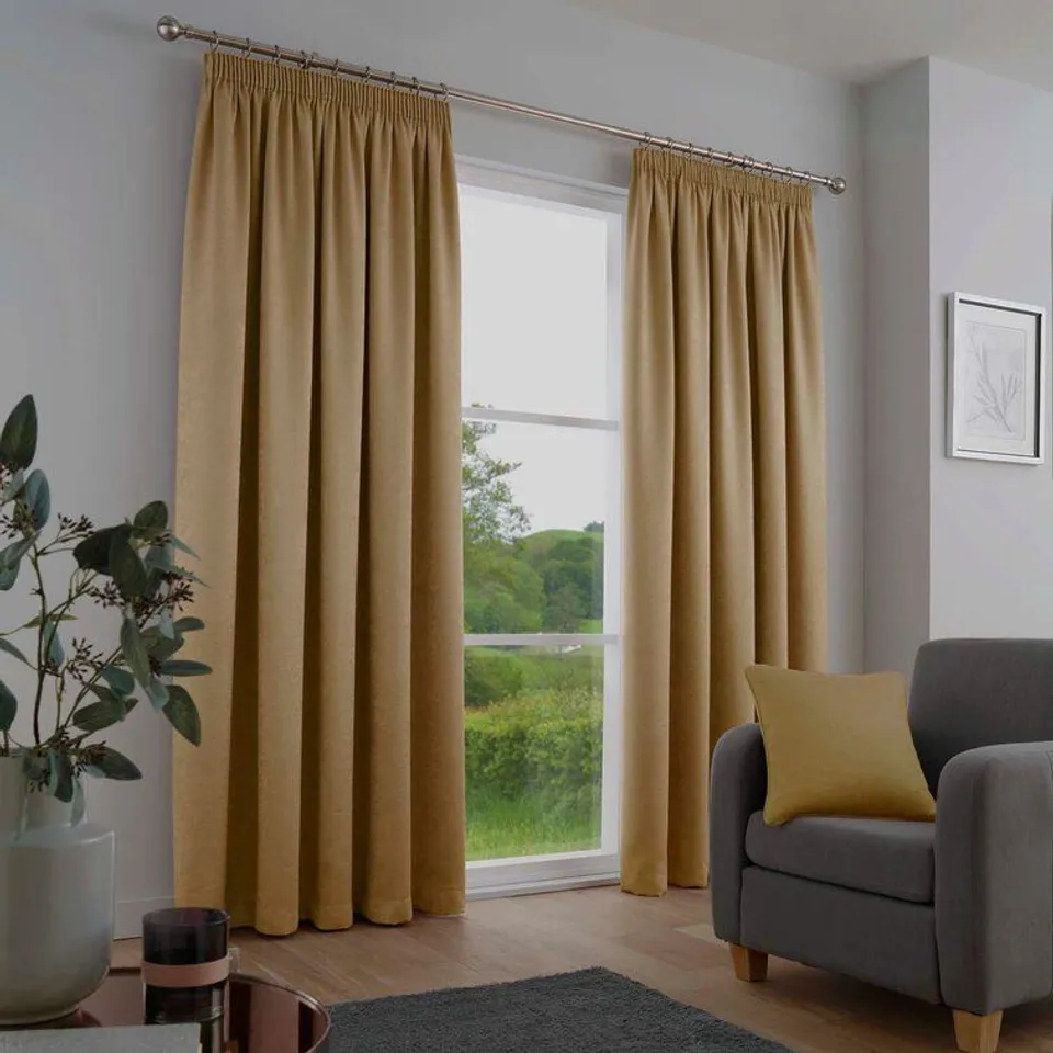 BAGGED ALBERTY ROOM DARKENING PENCIL PLEAT CURTAINS // SIZE: 228 X 228cm
