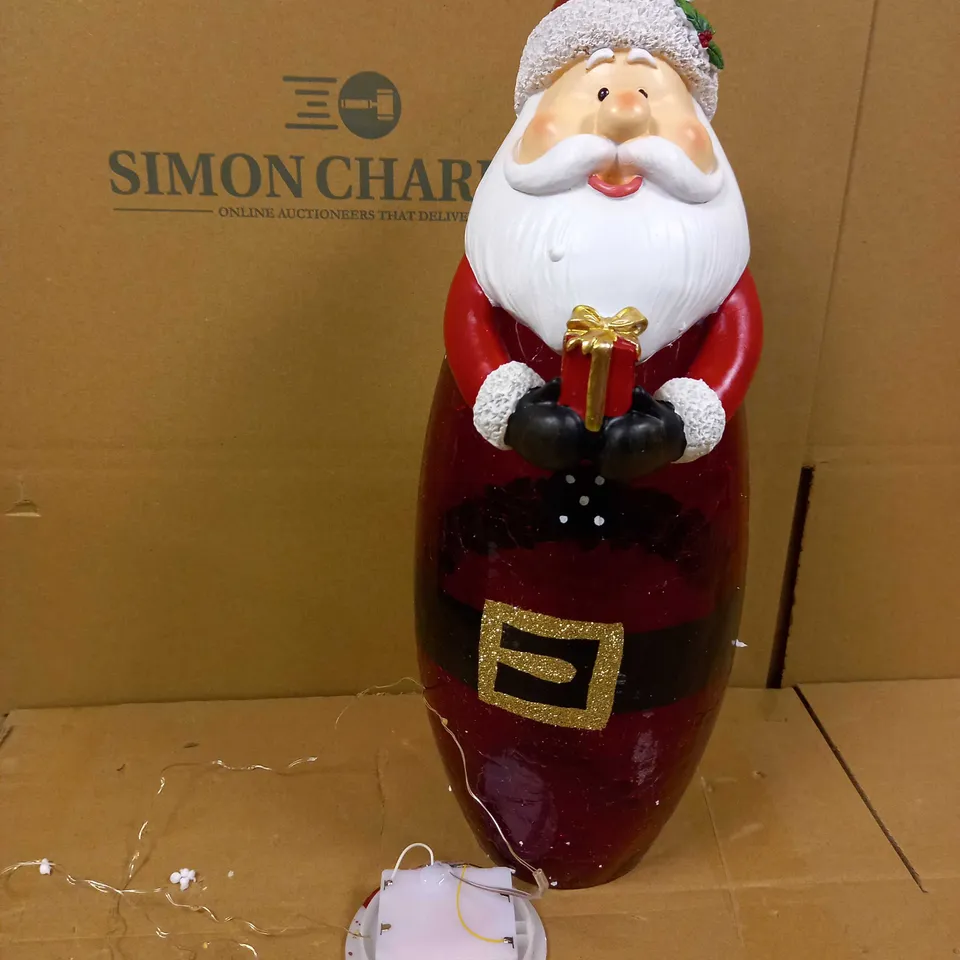 FESTIVE PRE-LIT LARGE GLASS CHRISTMAS CHARACTER - SANTA