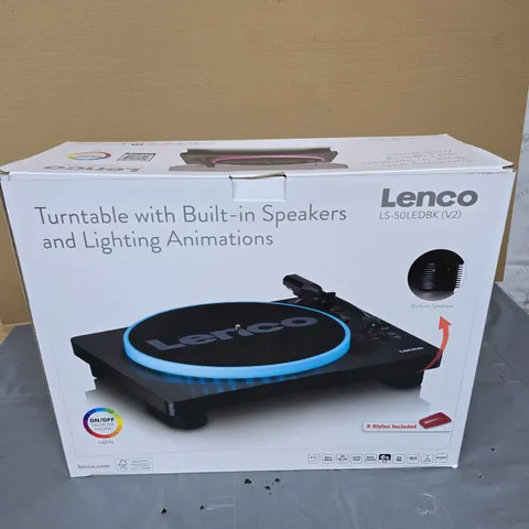 LENCO TURNTABLE WITH BUILT-IN SPEAKERS AND LIGHTING ANIMATIONS – LS-50LEDBK (V2)
