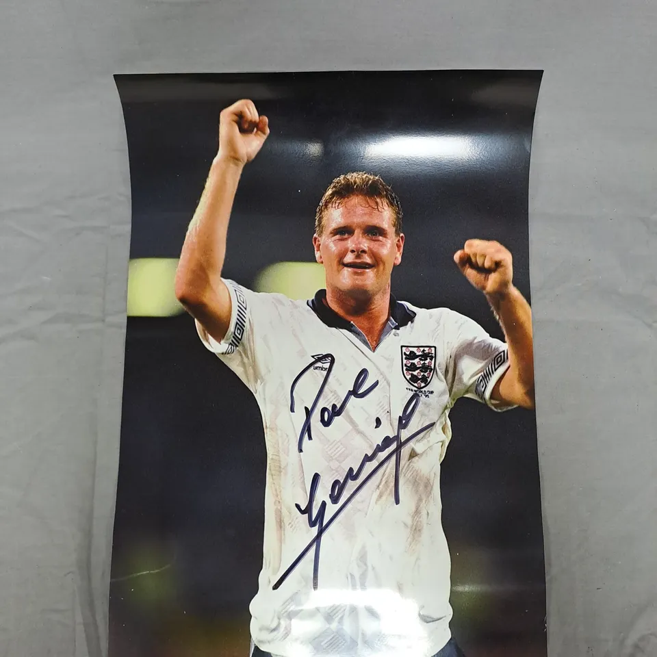 AUTOGRAPHED ENGLAND FOOTBALL POSTER – PAUL GASCOIGNE