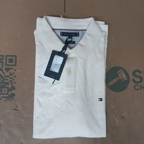 TOMMY HILFIGER 1985 REGULAR SHORT SLEEVE POLO IN IVORY PETAL SIZE 2XL
