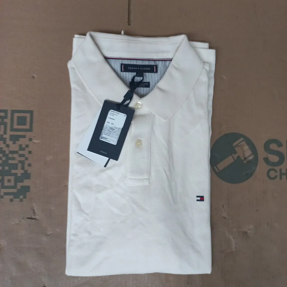 TOMMY HILFIGER 1985 REGULAR SHORT SLEEVE POLO IN IVORY PETAL SIZE 2XL