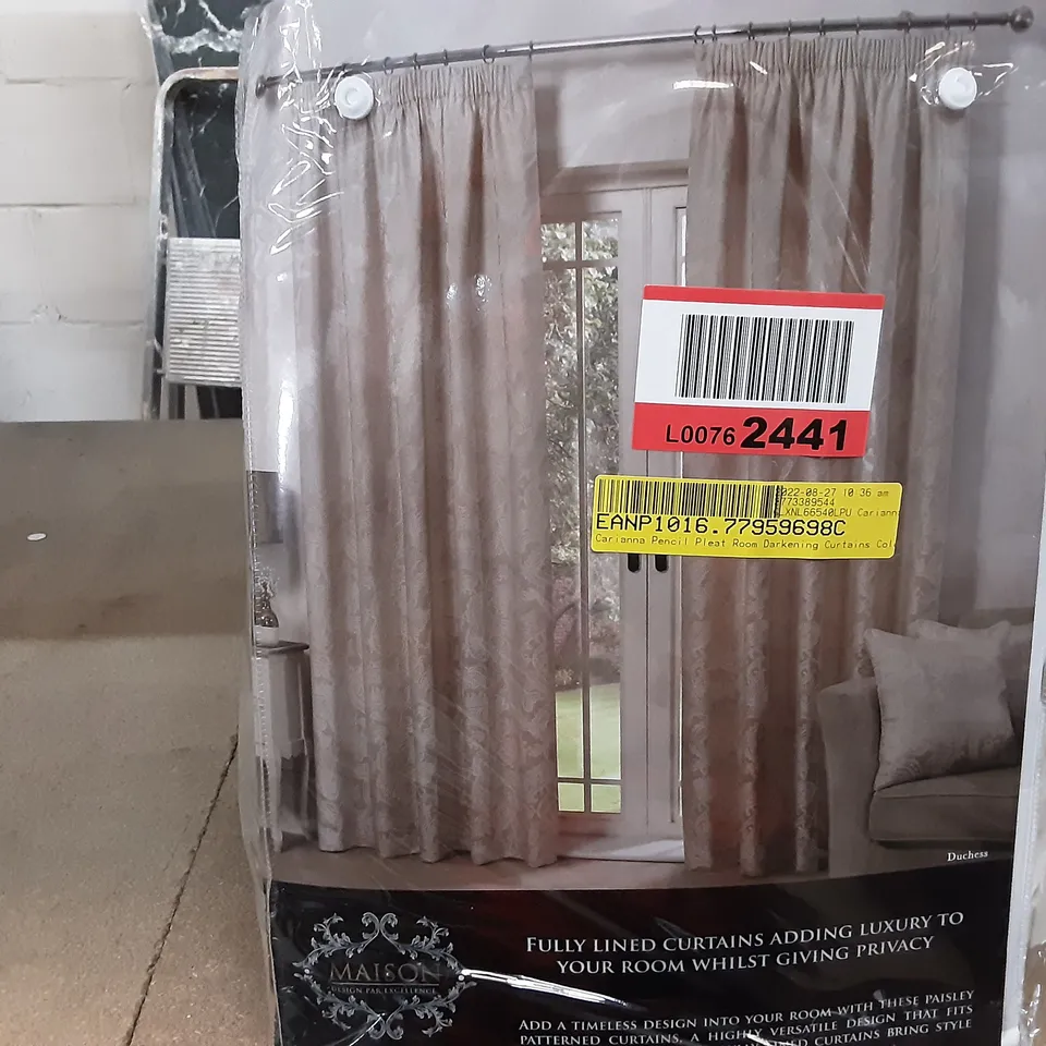 CARIANNA PENCIL PLEAT ROOM DARKENING CURTAINS 228x228cm