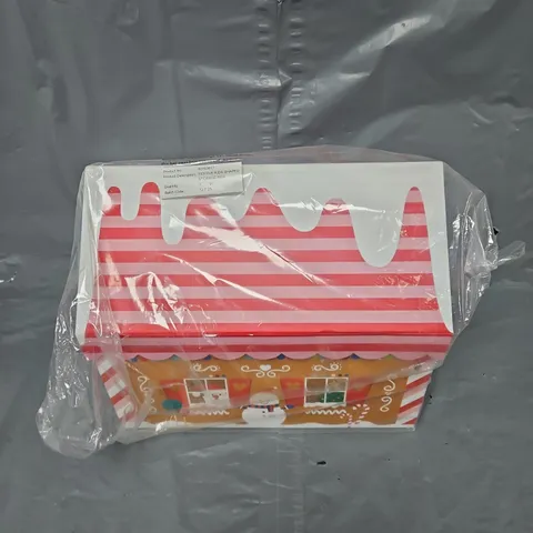 4 FESTIVE FUNLAND GINGERBREAD HOUSE SHAPED STORAGE BOXES